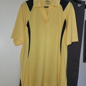 PGA Tour Yellow Polo with Black Accent Panels